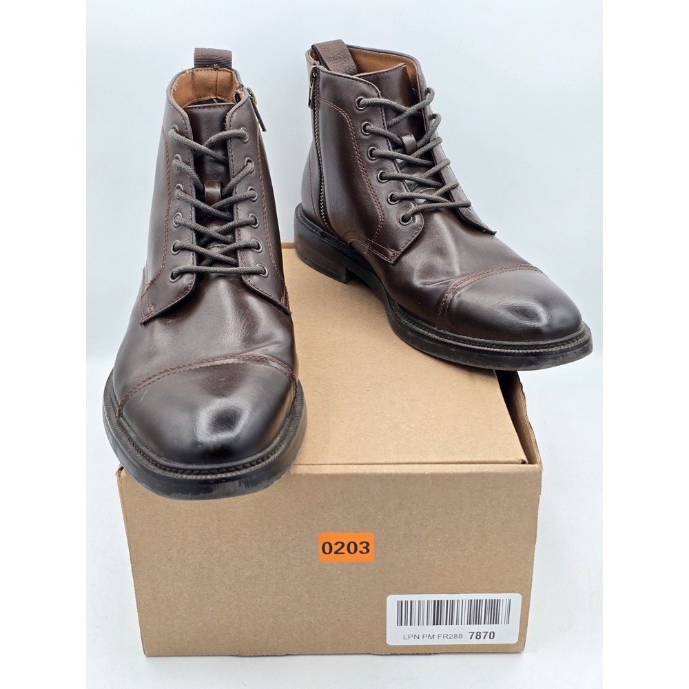 H&M Chelsea Boots Brown Oak Side Zipper Lace Up Ankle Boots Mens Size 10M